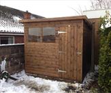 Pent Matchboard Shed Treated Mid Brown 8' x 6'